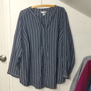 CJ Banks Striped Blouse with Pockets